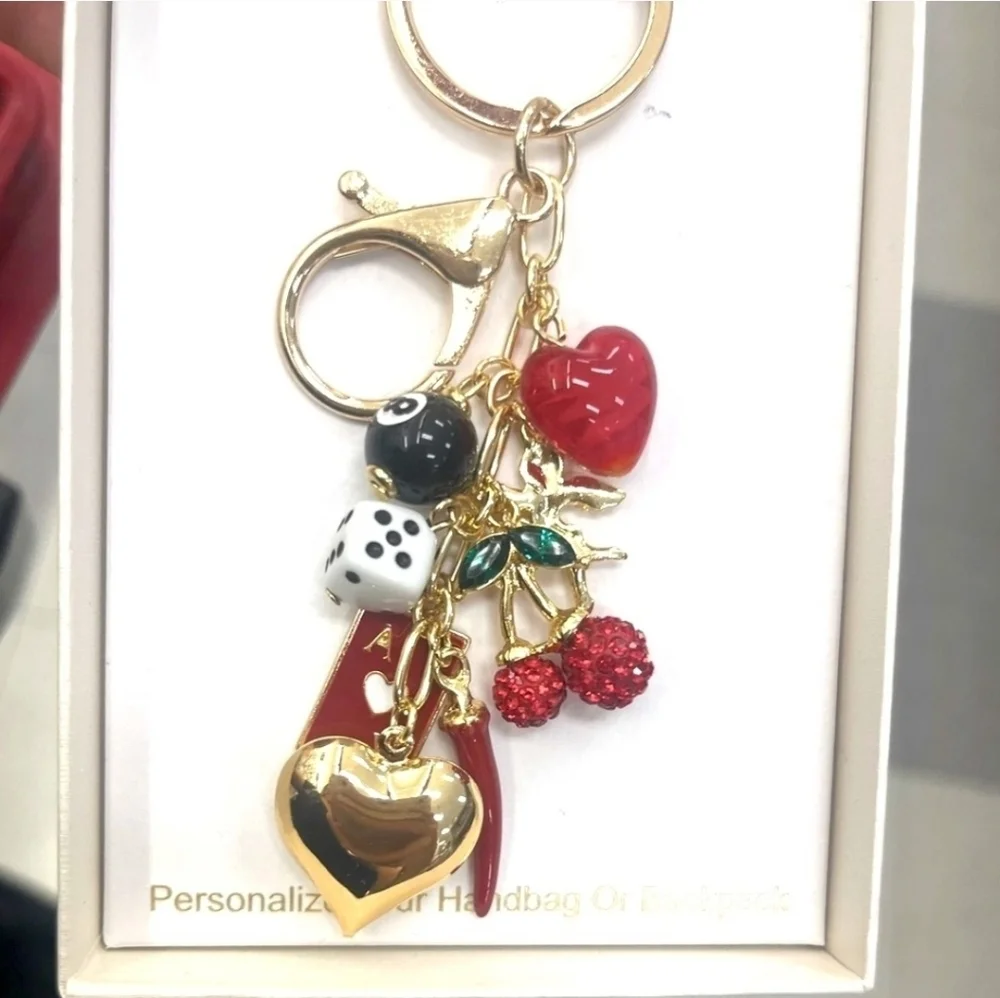 ♥️▪️Persimmon▪️Embellished Keychain Bag Charm with playful charms